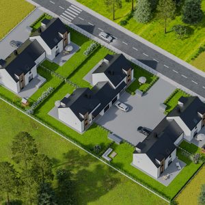 Wizualizacja osiedla domów bliźniaczych pod Ostrowem Wielkopolskim - Osiedle przy Lesie - Mapa-Dom