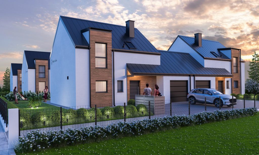 Wizualizacja osiedla domów bliźniaczych pod Ostrowem Wielkopolskim - Osiedle przy Lesie - Mapa-Dom